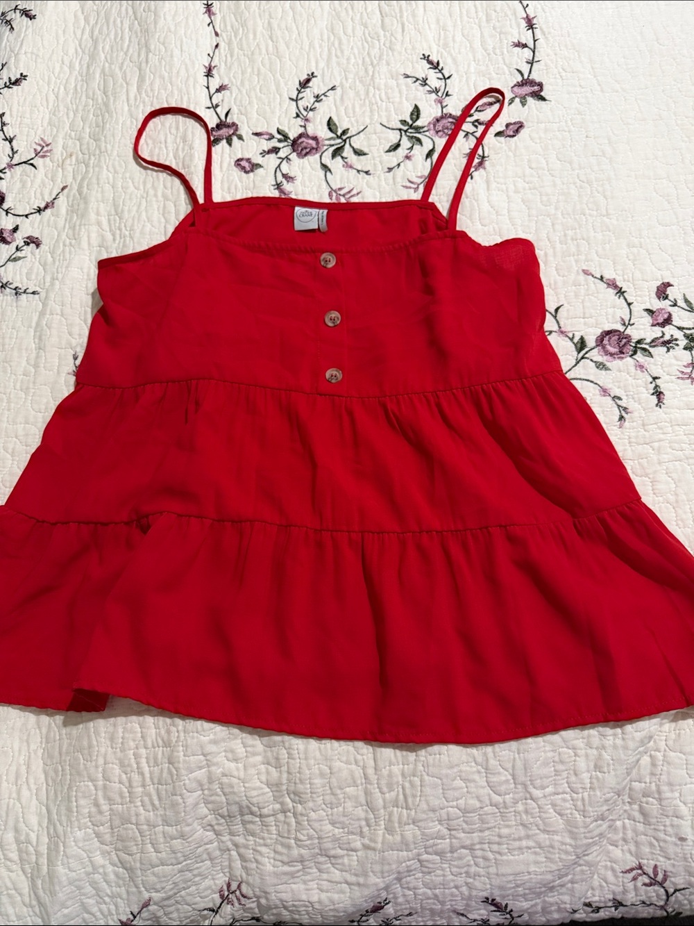 Paper Crane Red Tiered Babydoll Tank Top size Large